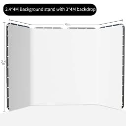 Background Stand 240CMx400CM with Green Screen Wall and Clip Photography Backdrop Frame For Living Video Recording Changing Room