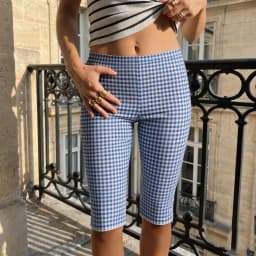 Women Plaid Capri Pants Mid Rise Side Split Knee Length Trousers Casual Leggings for Daily Party Club