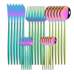 6Set/30Pcs Pink Silver Dinnerware Set Stainless Steel Knife Ckae Fork Spoon Cutlery Set Tableware Silverware Set Dropshipping