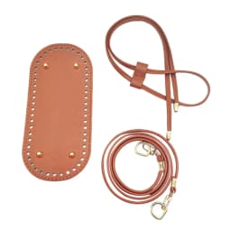 3Pcs/set DIY Round PU Leather Crochet Bag Handmade Drawstring Accessories Woven Bag Set Durable Solid Color Bag Bottom Base
