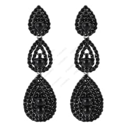 1920s Art Deco Antique Vintage Flapper Style Jet Black Rhinestone Extra Long Dangle Earrings Pearl Earrings Jewelry for Women