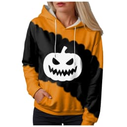 Jack O Lantern Sweater Women'S Sweatshirt Halloween Graphic Hoodies Casual Long Sleeve Loose Pullover Tops With 할로윈 후드티 여성