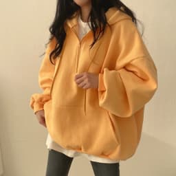 Women Hoodie Harajuku Loose Oversized Solid Color Top Half Zip Up Sweatshirt Female Casual Long Sleeve Pocket Hooded Coats 2025