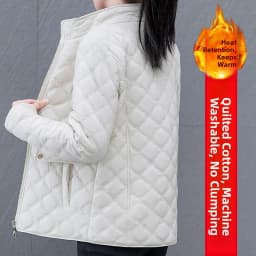 Women's Short down Cotton Jacket Warmth Outerwear Winter Coat plus Size Fluffy Coat Slimming Thickened Long Sleeve Zipper