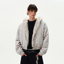 PFNW Patchwork Fur Collar Cotton Jacket Autumn Winter New Men's Hooded Long Sleeved Short Cardigan Coat 28L1106