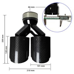 1 Pcs Universal Car Carbon Fibre Tail Throat Same Length Black Y-Shaped Double Out Twill Glossy Exhaust Muffler Tip