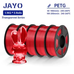 JAYO 5Rolls PETG Filament 1.75MM 1.1KG/Roll 3D Printer Filament PETG High Toughness for FDM 3D Printing Material