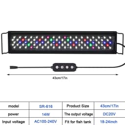 12-30 Inch Fish Tank Full Spectrum LED Light with Timing and Memory Function, Aquarium Plant Growth Light 100-240V