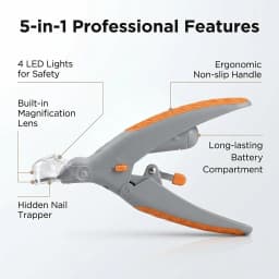 Pet Nail Clippers with LED Light Professional Dog and Cat Grooming Trimmer for Safe Precise Trimming and Polishing