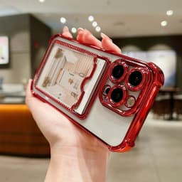 Luxury Plating Transparent Wallet Card Holder Phone Case For iPhone 15 14 13 12 11 Pro Max Plus Card Slot Shockproof Soft Cover