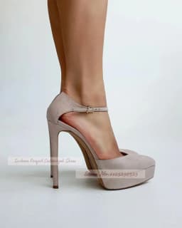 Lilac Purple Platform Pointed Toe High Heel Shoes Women Stiletto Heels Ankle Buckle Strap Banquet Pumps Shallow Footwear