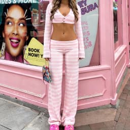 Women Y2k Striped Fold Over Pants Low Rise Yoga Pants Lounge Bottoms Color Block Wide Leg Flare Leggings Sweatpants