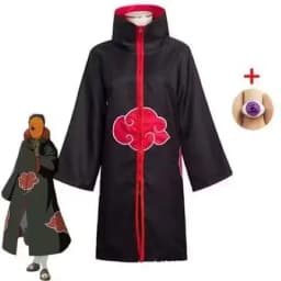 Naruto Akatsuki Tobi Cosplay Full Set: Obito Uchiha Costume with Coat, Mask & Jade Ring – Perfect for Cosplay Events