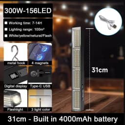 High Power Magnetic LED Light Bar 2026 New Portable USB Rechargeable Work Light 3 Modes IP66 Waterproof Emergency Power Bank