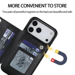 For iPhone 18 Pro/17 Pro Max/17eAir Wallet Case With Card Holder,PU Faux Leather Kickstand Card Slots Case,Double Magnetic Clasp