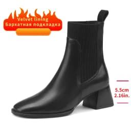 Women Ankle Boots Luxury Genuine Leather High Heels Zipper Black Chelsea Short Boot 2026 Elegant Female Booties Designer Shoe 42