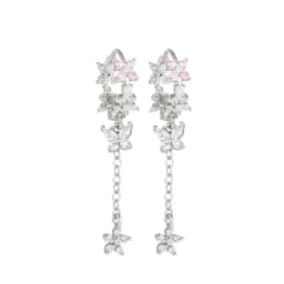 925 Sterling Silver Ear Needle Crystal Zircon Tassel Pendant Hoop Earrings Retro Small Fragrance Style High Jewelry Women Gifts