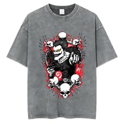 Vintage Washed Anime Death Note Misa Amane Print T Shirts Men Women Clothing Cotton Casual T-shirt Fashion Short Sleeve T-shirts
