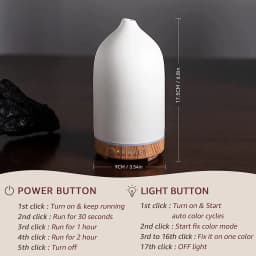 100ml Ceramic Essential Oil Diffuser for Bedroom Home Office Ultrasonic Humidifier Aroma Diffuser with 7 Colors Night Light