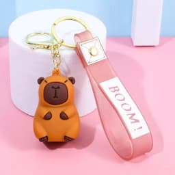 Capybara Keychain PVC Soft Key Accessories Cute Party Gifts for Christmas for Boys and Girls Key Buckles Metal