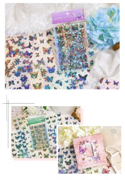 10 Sheets/pack Sparkling Butterflies Transparent PET Die-cut Sitcker Sheet Variety Scrapbooking Journaling Collages