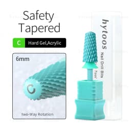 HYTOOS Safety Carbide Nail Drill Bits Green Coating Dome Tapered Bit for Gel Polish Removal Pro Manicure Drills AccessoriesTool