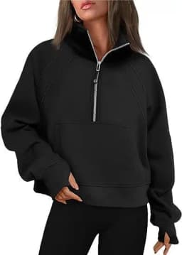 Women's Autumn/Winter Half-Zip Stand Collar Sweatshirt Casual Versatile Long Sleeve Hoodies Pullover