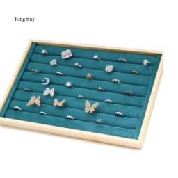 Unique-Beige Velvet Necklace Ring Earring Holder Newly Wooden Jewelry Tray Series Jewelry Disply Jewellery Organizer Box
