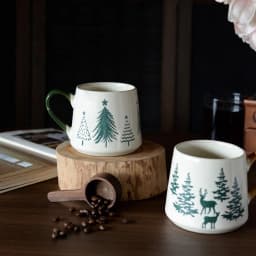 Christmas Tree Ceramic Mug Pine Pattern Coffee Milk Drinking Cup For Home Office Breakfast Daily Beverage Table Party Use