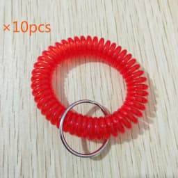 10pcs Lucky Line 2” Spiral Wrist Coil with Steel Key Ring, Multi-Color Flexible Wrist Band Key Chain Bracelet, Stretches to 12”,
