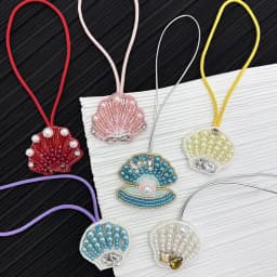 3D Beaded Patch Sequin Rhinestones Pearl Conch Cloth Patch Pendant Lanyard Decorative DIY for Bag Keychain Beading Applique