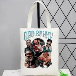 Bad Bunny tote bag einkaufstasche personnalisable foldable reusable shoulder femme
