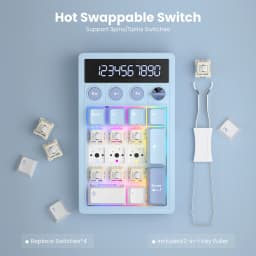 RK ROYAL KLUDGE M20 2.4G Wireless Numpad Keyboard Tri-Mode 17 Keys RGB Hot-Swappable Gasket Knob Calculator Keyboard PBT Keycap