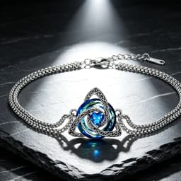 Colorful Crystal Celtic knot Bracelet Heart Zircon Trinity Knot Triquetra Double Chain Bracelets Irish Jewelry for Women