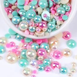 Mix Color AB Half Round ABS Beads Pearl Flatback Bead For DIY Nail Decor Jewelry Making F0104