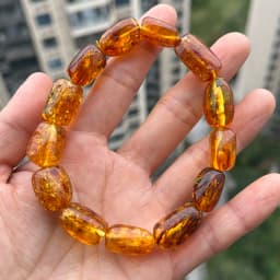 Yoowei 100% Real Amber Bracelet for Unisex Genuine Black Bead Irregular Natural Plant Medical Healing Jewelry Gift Wholesale