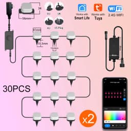Wiscolor Smart Wifi RGB Lawn Light 30M 30Bulbs IP65 Outdoor Ground LED Light APP Control for Garden Lawn Courtyard