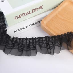 5cm Wide 100cm Long Black White 3D Pleated Chiffon Lace Ruffle Embroidery Double Laminated Wrinkle Trim Applique Fabric Ribbon