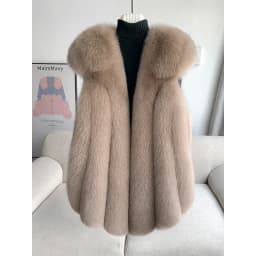 Fox fur vest women's medium and long 2024 new fashion fur vest thick coat real fur for winter