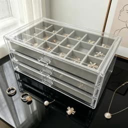 3-Layer Pet Velvet Jewelry Box - Large Capacity Jewelry Storage Velvet Jewelry Box, Suitable for Storing Jewelry Such as Earring