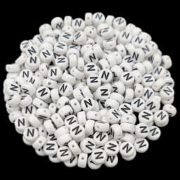 7mm 50Pcs Acrylic 26 English Letter Flat Round Beads Black on white DIY Crafts Necklace Bracelet Pendant For Jewelry Making