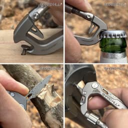 6in1 TC4Titanium Alloy Key Chain Knife Damascus Blade EDC  Bottle Opener Screwdriver Nail Driver Outdoor Tool SH-T2
