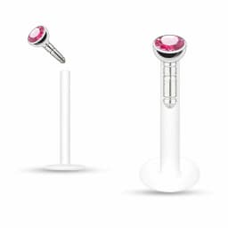 4X 2/2.5/3mm Crystal Push In Acrylic Labret Ring Monroe Lip 6/8/10/12mm Bar Flat Back Ear Stud Flexible Piercing 16g