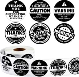 500Pcs/roll Black White Adorable Warning Sticker Labels Extreme Happiness Labels for Business Gift Wrapping Decoration