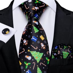 Blue Green Christmas Men tie Set with Handkerchief Cufflinks Wedding Prom Groom Accessories Perfect Gift for Men