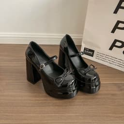 Platform Square High Heel Women's Mary Jane Shoes Fashion Butterfly-knot Shoes Spring Autumn Wedding Party Shoes