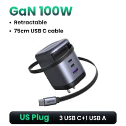 UGREEN 100W 65W 45W GaN Charger With Retractable USB C Cable PPS PD Fast Charger For Laptop Macbook Pro Tablet iPhone 18 Samsung