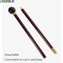 Black 8th Billiards Handle 2-Piece Walking Stick Wine Red Beech Wood Elegant Fashionable Decorative Canes for Men And Women
