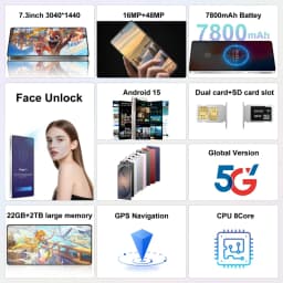 K-Touch Mobile Phones For S26 Ultra 7.3 Inch Android 15 Smartphone Global Version 5G Dual Card Dual Standby Cell phone 16+48MP Camera 7800mAh Battery Face Unlocked Cellphones For Men Women