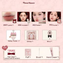 Flower Knows Strawberry Cupid Box Collection Make Up Sets Cosmetics Full Set Palette Pressed Powder Blush Lipstick Gift Box